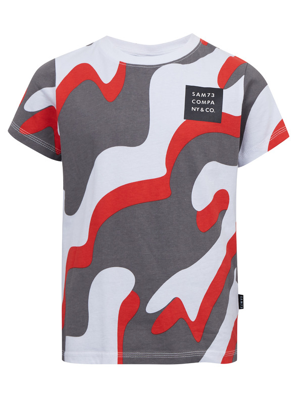 Sam 73 Šedo-červené chlapčenské vzorované tričko SAM 73 Oscar