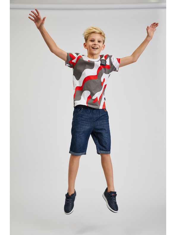 Sam 73 Šedo-červené chlapčenské vzorované tričko SAM 73 Oscar