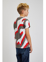 Sam 73 Šedo-červené chlapčenské vzorované tričko SAM 73 Oscar