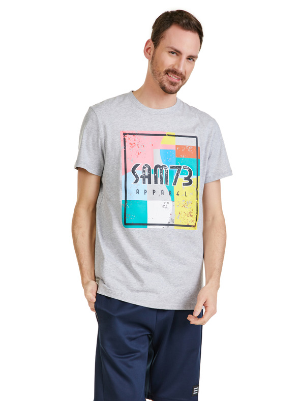 Sam 73 Šedé pánske žíhané tričko SAM 73 Elijah