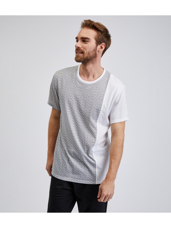 Sam 73 Svetlošedé pánske vzorované tričko SAM 73 Paul
