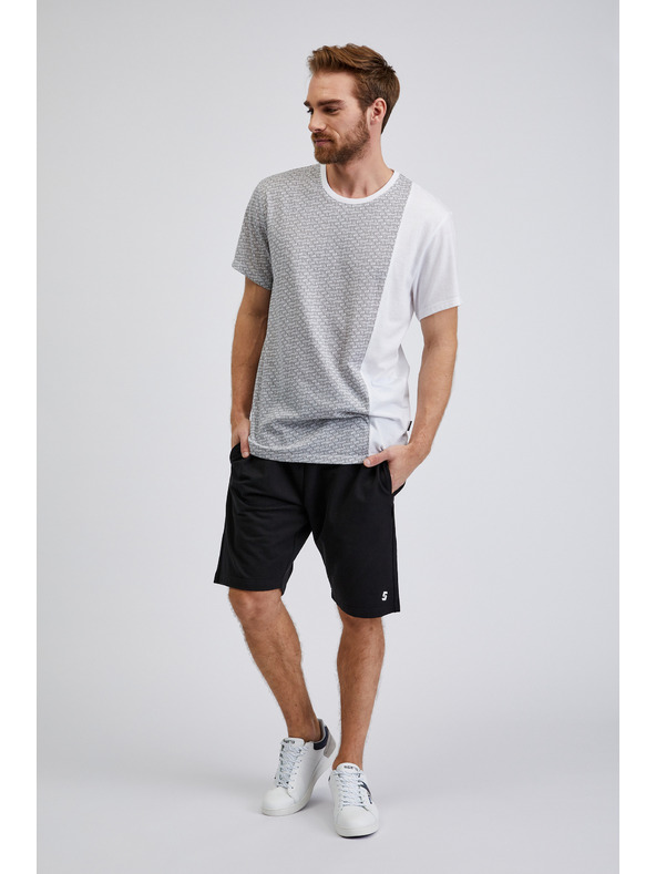 Sam 73 Svetlošedé pánske vzorované tričko SAM 73 Paul