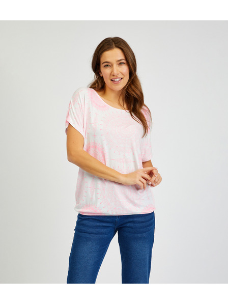 Sam 73 Bielo-ružové dámske vzorované tričko SAM73 Taurus