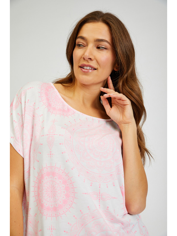 Sam 73 Bielo-ružové dámske vzorované tričko SAM73 Taurus