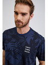 Sam 73 Tmavomodré pánske vzorované tričko SAM73 Sculptor