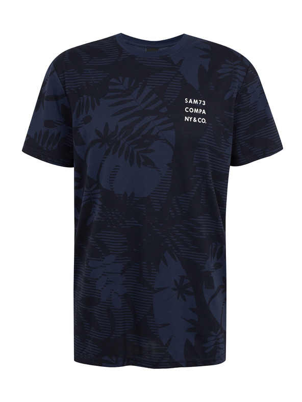 Sam 73 Tmavomodré pánske vzorované tričko SAM73 Sculptor
