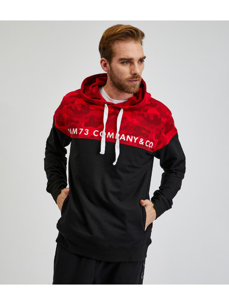 Sam 73 Červeno-čierna pánska mikina s kapucňou SAM73 Aquamarine