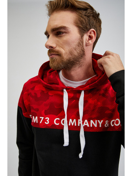 Sam 73 Červeno-čierna pánska mikina s kapucňou SAM73 Aquamarine