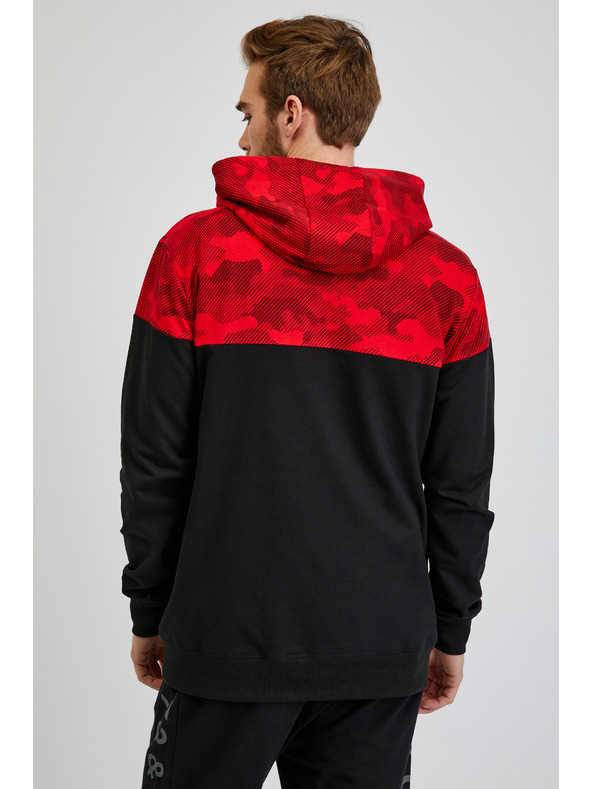 Sam 73 Červeno-čierna pánska mikina s kapucňou SAM73 Aquamarine