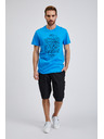 Sam 73 Modré pánske bavlnené tričko SAM73 Almandit s potlačou