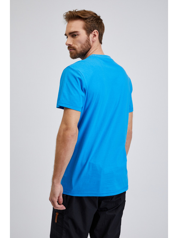 Sam 73 Modré pánske bavlnené tričko SAM73 Almandit s potlačou