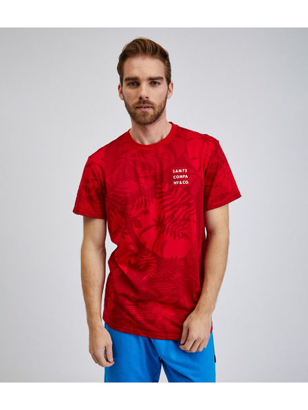 Sam 73 Červené pánske tričko SAM73 Sculptor so vzorom