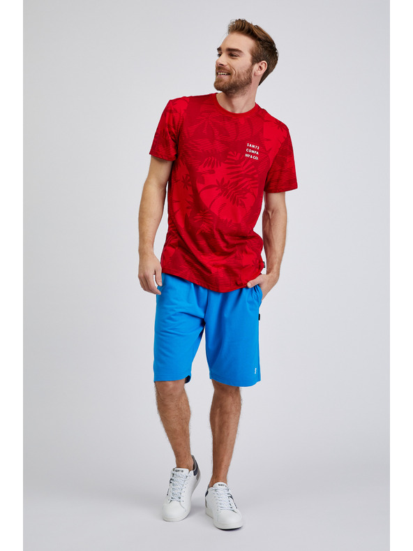 Sam 73 Červené pánske tričko SAM73 Sculptor so vzorom