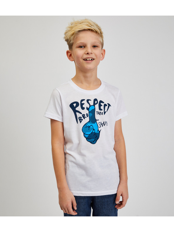 Sam 73 Biele chlapčenské tričko s potlačou SAM73 Scutum