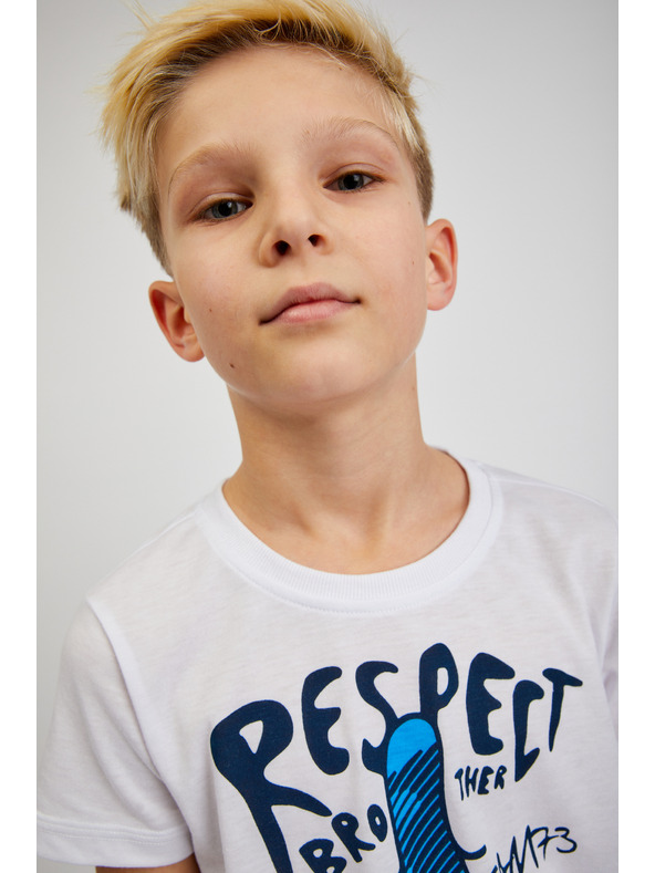 Sam 73 Biele chlapčenské tričko s potlačou SAM73 Scutum