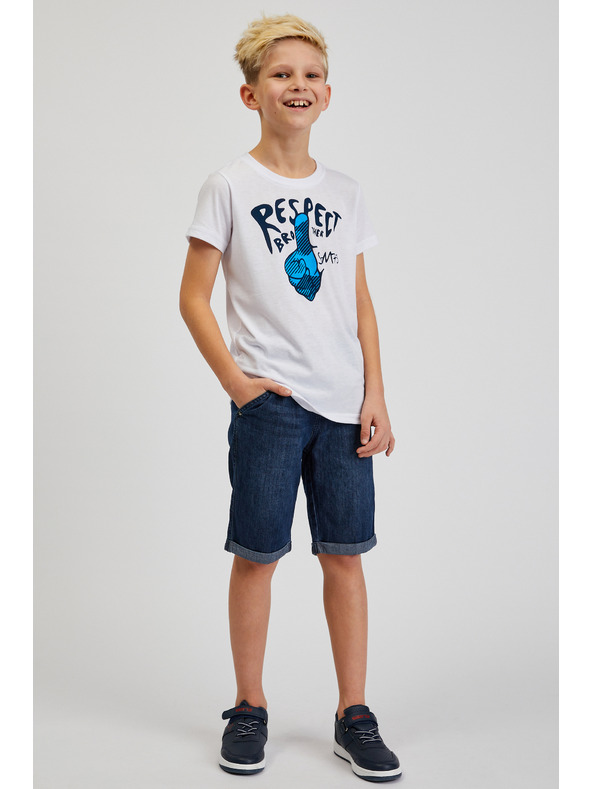 Sam 73 Biele chlapčenské tričko s potlačou SAM73 Scutum