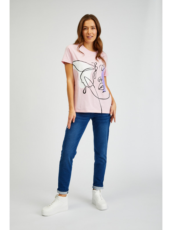 Sam 73 Ružové dámske tričko s potlačou SAM73 Musca