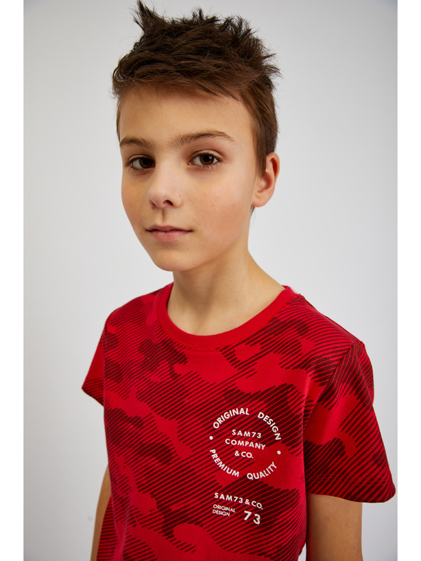 Sam 73 Červené chlapčenské bavlnené armádne tričko SAM73 Hydrus