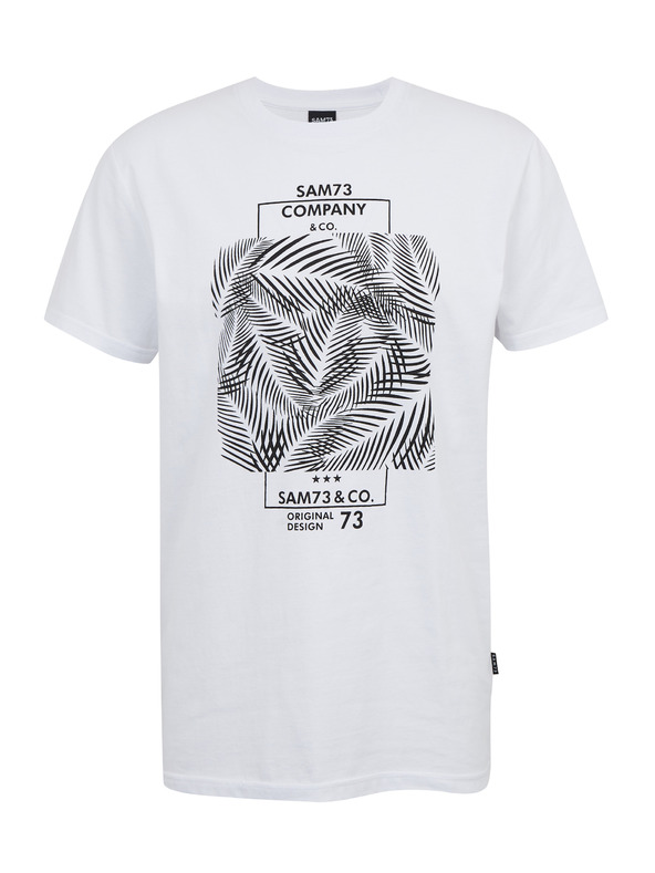 Sam 73 Biela pánska bavlnená košeľa s potlačou SAM73 Almandit