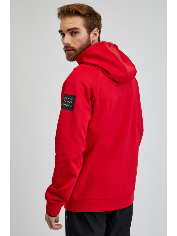 Sam 73 Červená pánska mikina SAM73 Beryl s kapucňou na zips