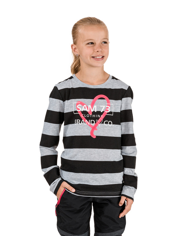 Sam 73 Čierno-sivé dievčenské pruhované tričko SAM 73 Hope