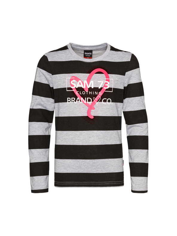 Sam 73 Čierno-sivé dievčenské pruhované tričko SAM 73 Hope