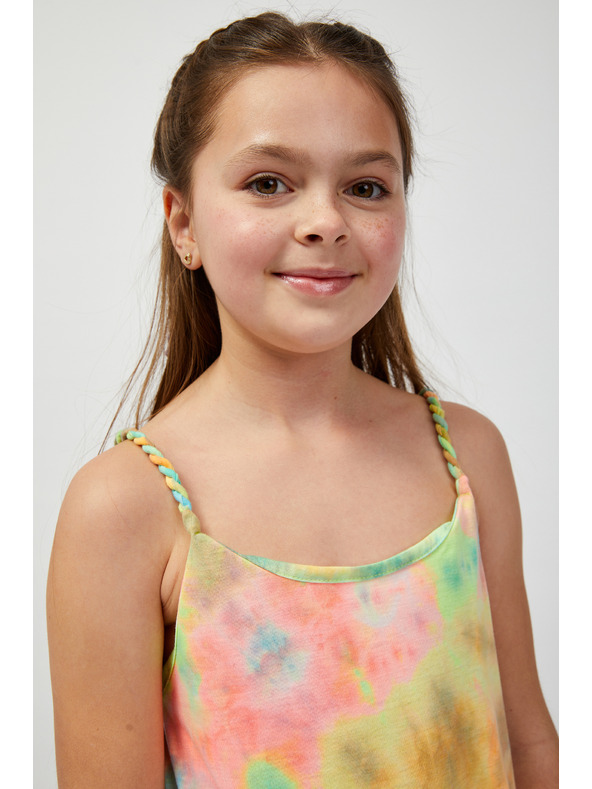 Sam 73 Zelenožlté vzorované dievčenské letné šaty SAM73 Equuleus