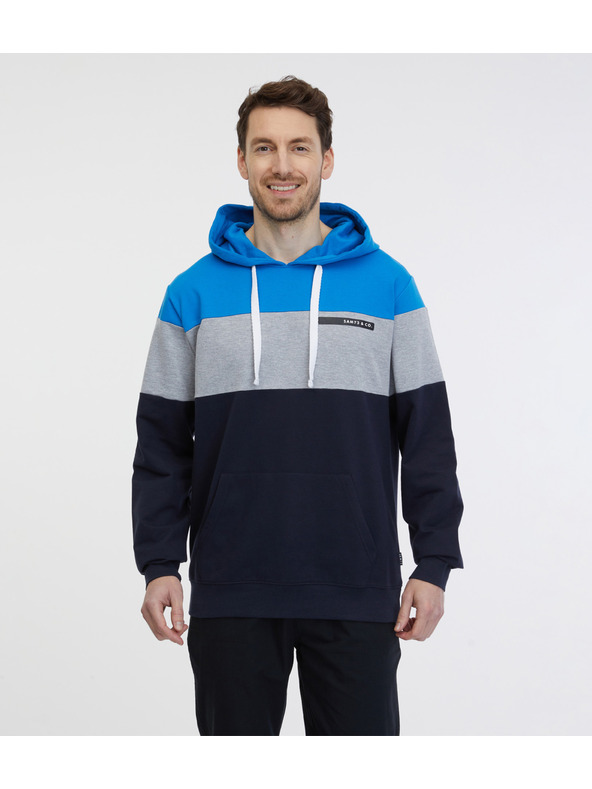 Sam 73 Modro-čierna pánska mikina s kapucňou SAM 73 Gerado