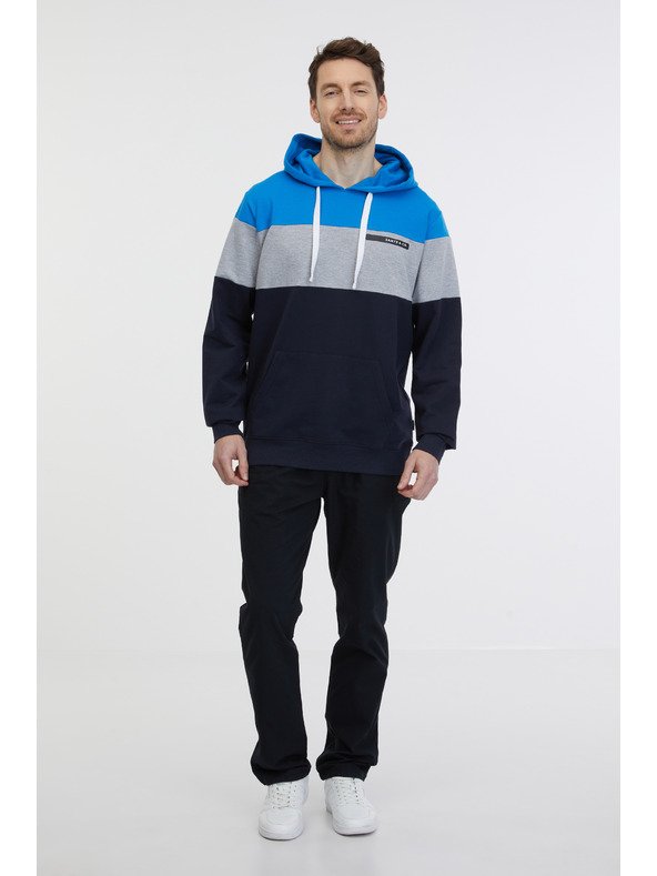 Sam 73 Modro-čierna pánska mikina s kapucňou SAM 73 Gerado