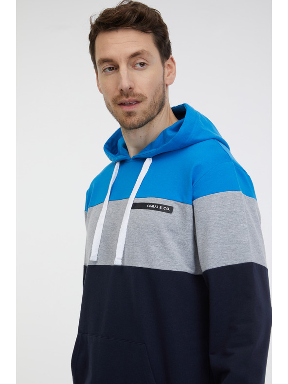 Sam 73 Modro-čierna pánska mikina s kapucňou SAM 73 Gerado