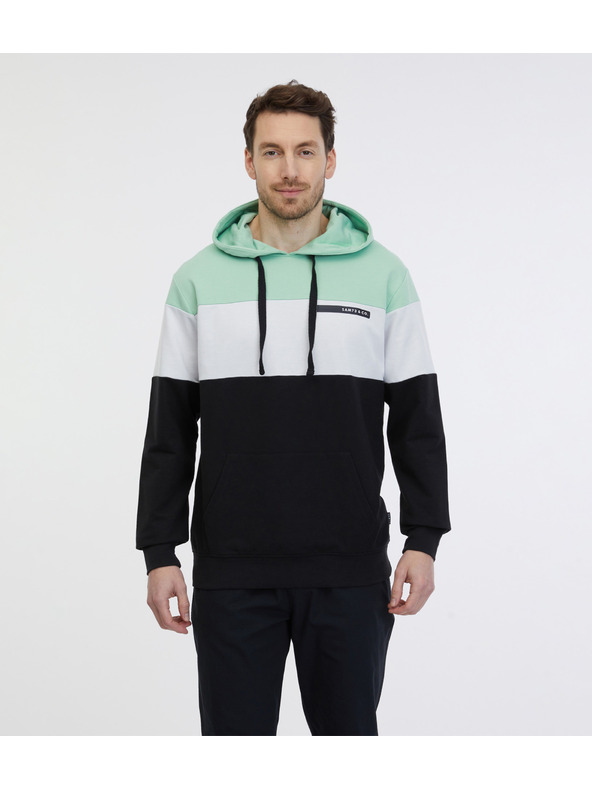 Sam 73 Zeleno-čierna pánska mikina s kapucňou SAM 73 Gerado