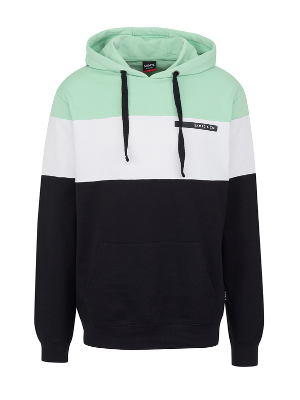 Sam 73 Zeleno-čierna pánska mikina s kapucňou SAM 73 Gerado