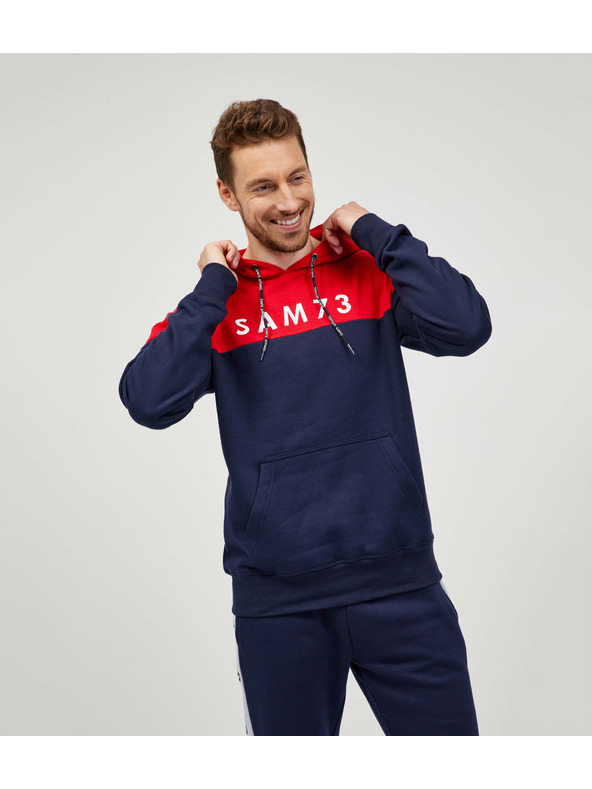 Sam 73 Červeno-modrá pánska mikina SAM 73 Eldos