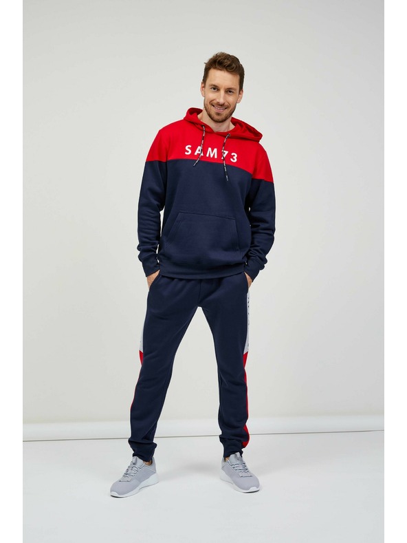 Sam 73 Červeno-modrá pánska mikina SAM 73 Eldos