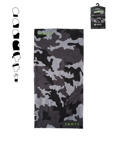 Sam 73 Šedá vzorovaná multifunkčná šatka SAM 73