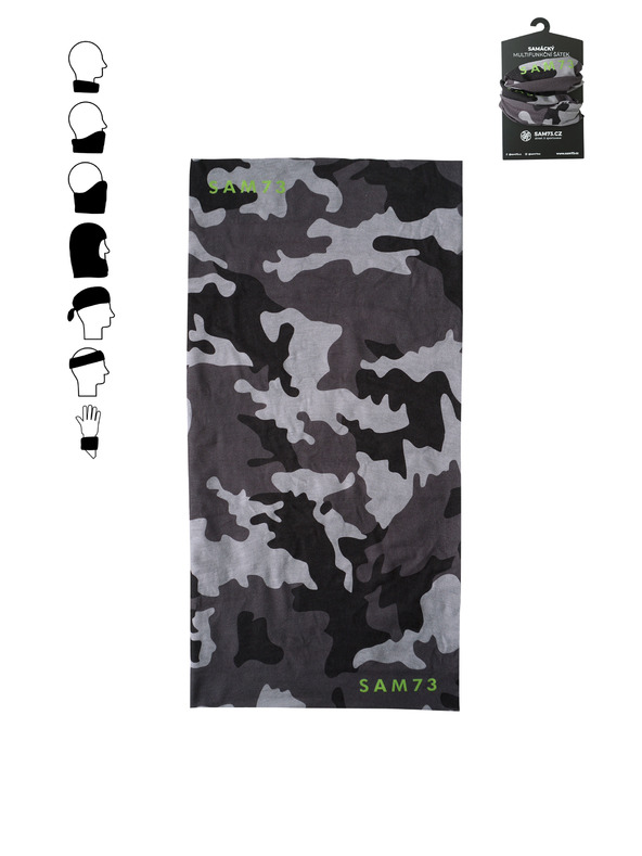 Sam 73 Šedá vzorovaná multifunkčná šatka SAM 73