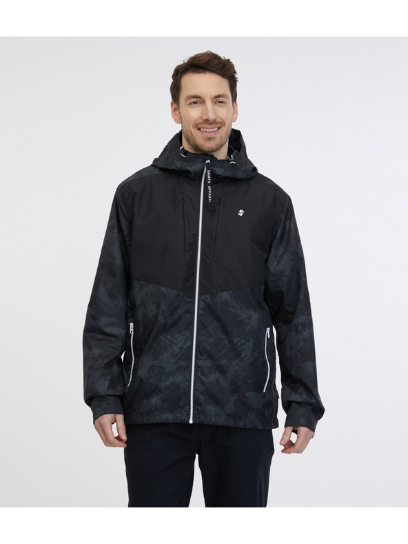 Sam 73 Čierna pánska ľahká vzorovaná bunda SAM 73 Antonio