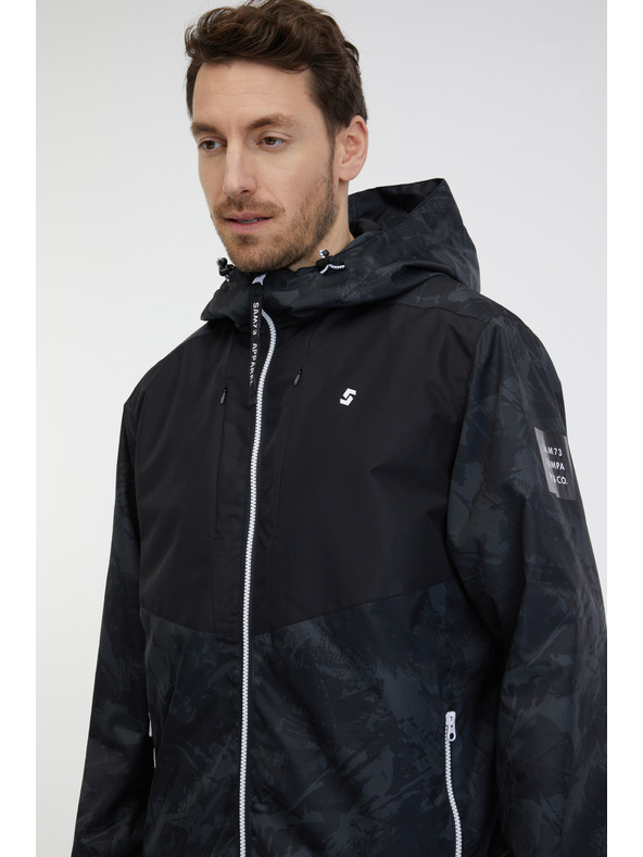 Sam 73 Čierna pánska ľahká vzorovaná bunda SAM 73 Antonio