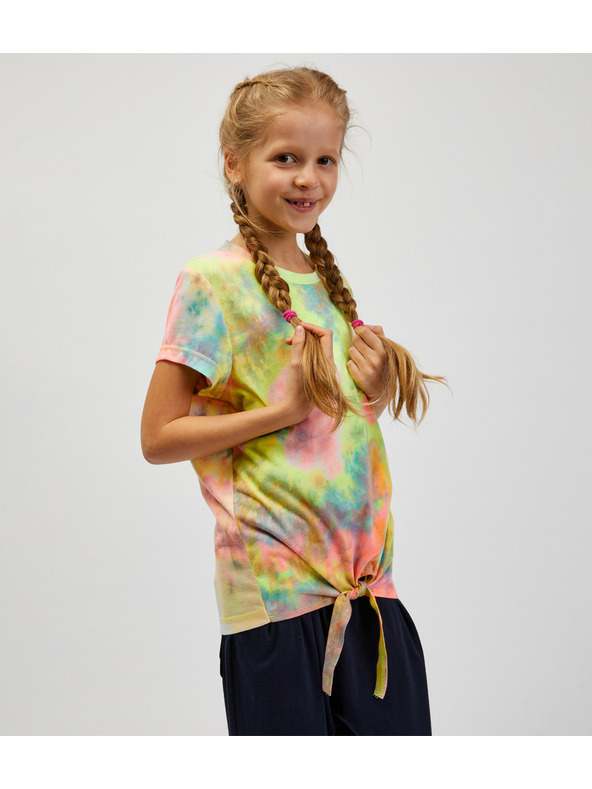 Sam 73 Tyrkysové a žlté dievčenské vzorované tričko SAM73 Auriga