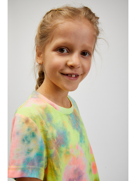 Sam 73 Tyrkysové a žlté dievčenské vzorované tričko SAM73 Auriga