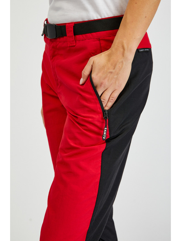 Sam 73 Čierno-červené dámske nohavice s odopínateľnou nohavicou SAM73 Aries