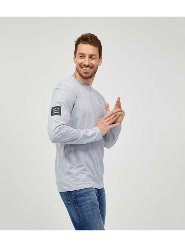 Sam 73 Svetlošedé pánske pruhované tričko SAM 73