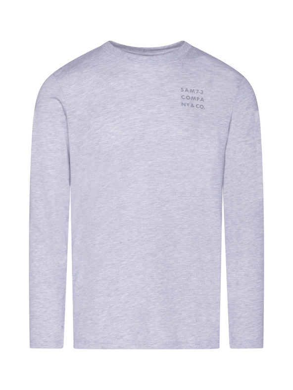 Sam 73 Svetlošedé pánske pruhované tričko SAM 73