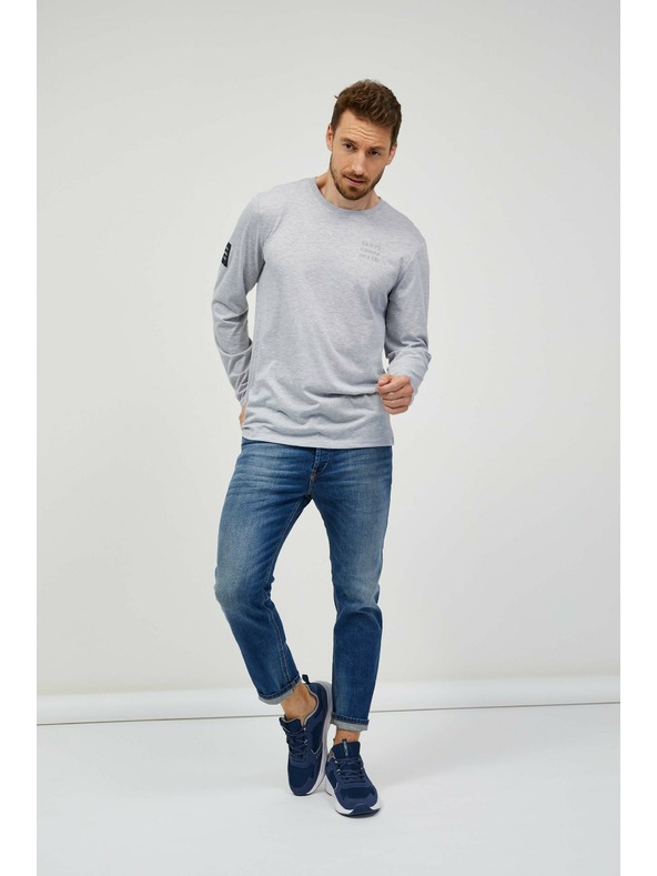 Sam 73 Svetlošedé pánske pruhované tričko SAM 73