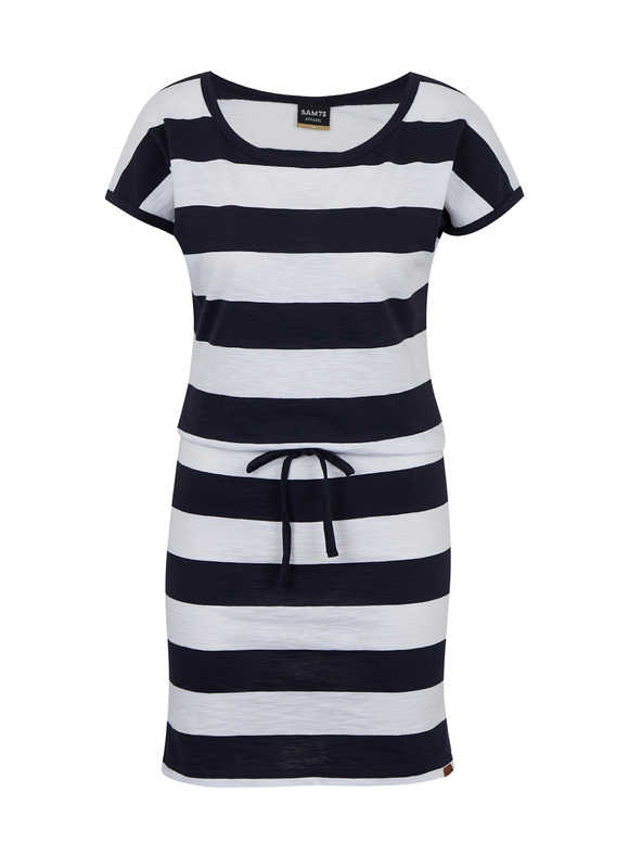 Sam 73 Bielo-modré dámske pruhované krátke šaty SAM 73 Matilda