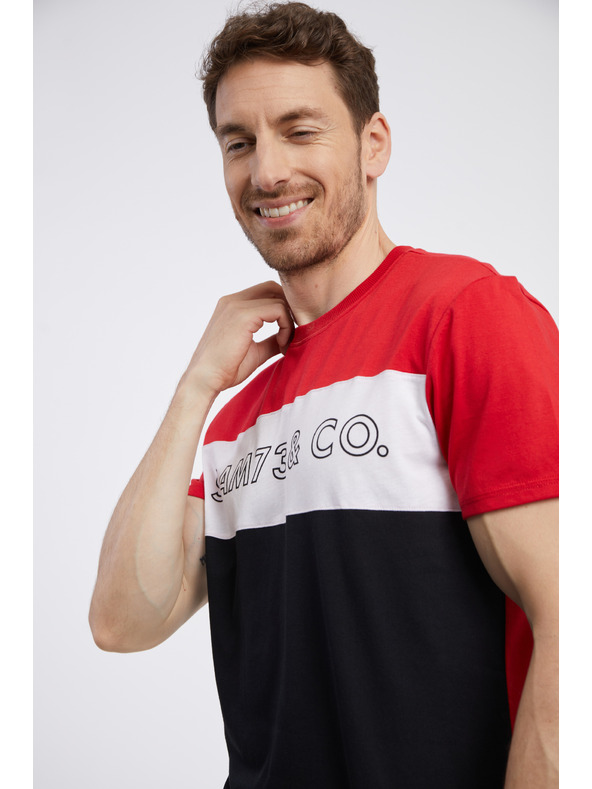 Sam 73 Čierno-červené pánske tričko SAM 73 Seamus