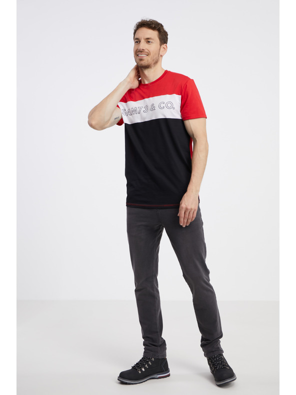 Sam 73 Čierno-červené pánske tričko SAM 73 Seamus