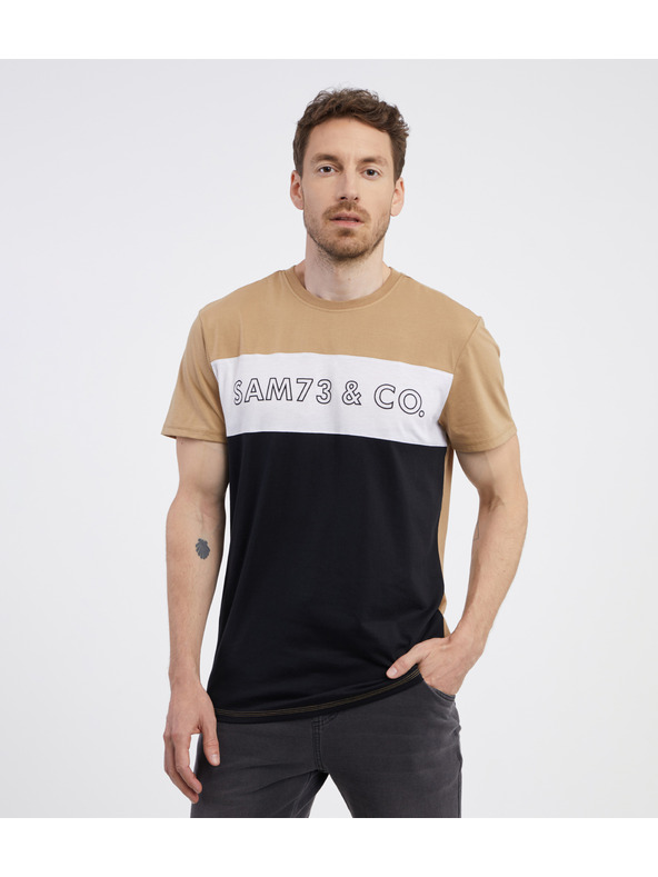 Sam 73 Čiernohnedé pánske tričko SAM 73 Seamus