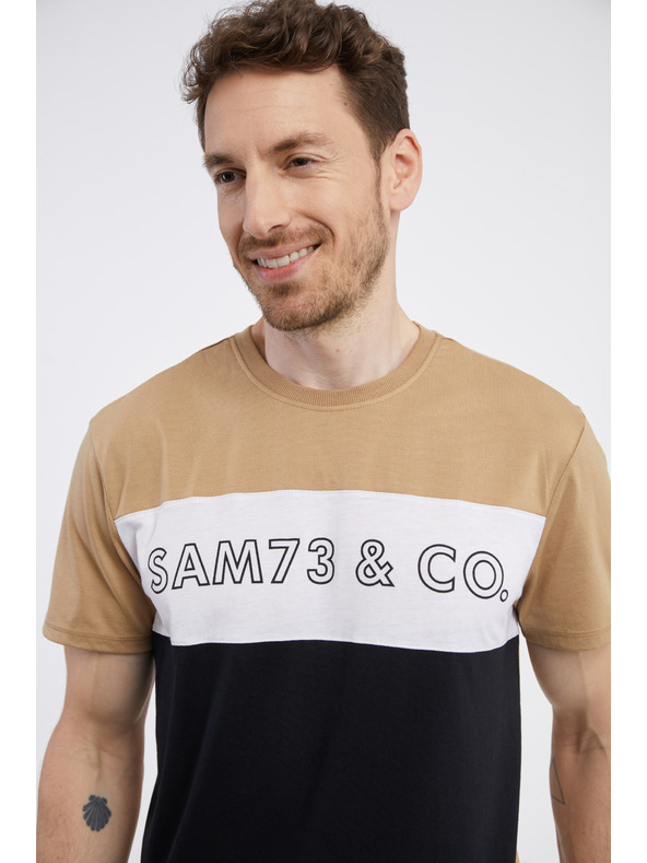 Sam 73 Čiernohnedé pánske tričko SAM 73 Seamus