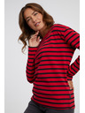 Sam 73 Červené dámske pruhované tričko s dlhým rukávom SAM 73 Prudence